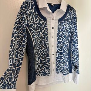 Dolcezza Blue and White Cardigan